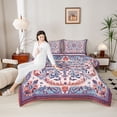 thumbnail image 5 of Feelyou Adult Bohemian Damask Bedding Comforter Set, Blue Orange Flower Floral Twin Comforter Sets, Tribal Paisley Mandala Reversible Bedding Set, Super Cozy Room Decor, 2 Pieces, 5 of 9