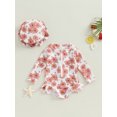 thumbnail image 3 of Musuos Toddler Girls Swimsuit, 6M 9M 12M 24M 3Y Long Sleeve Floral Print Zipped Bikini with Hat Infant Swimwear for Summer Bathing, 3 of 10