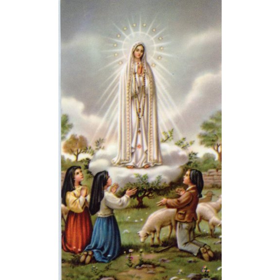 Our Lady of Fatima holy card - laminated - Pack of 25