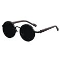 thumbnail image 2 of Men's Retro Round Polarised Sunglasses, Vintage Metal Frame Hop Shades, UV400 Protection Category 3 Polycarbonate Lenses For Driving, Cycling, Fishing, 2 of 7