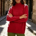thumbnail image 7 of Warop Womans Turtleneck Sweater, Long Sleeve Knitted Openwork Pullover, Seamless Solid Slim Top for Fall Layering, 7 of 7
