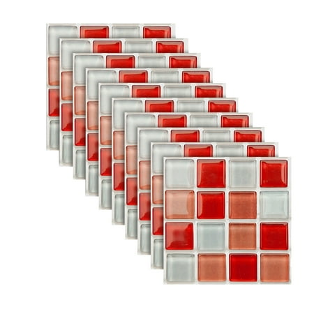 WMGHA Wall Stickers - 10 PCS 15 x 15 cm Mosaic Wall Tile Stickers, DIY Self Adhesive Waterproof Sticky Wallpaper, Kitchen Bathroom Tile Wall Art Decals Home Decoration
