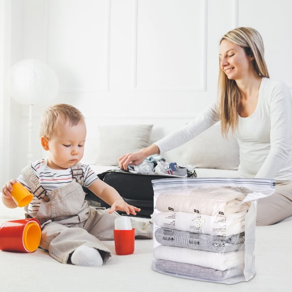 Vacuum Compression Bags, No Pump Needed, Roll to Compress for Space Saving Storage, Ideal for Clothes, Blankets, Travel, and Closet Organization