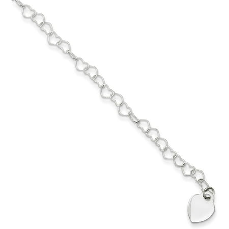 Sterling Silver Heart Fancy Link Bracelet 6