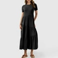 thumbnail image 6 of Up tp 65% off!Summer Dress for Women 2024 Fashion Plus Size Casual Round-Neck Short Sleeve High Waist Dress, 6 of 9