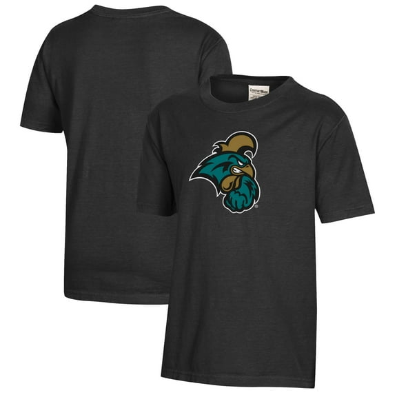 Youth  Black Coastal Carolina Chanticleers Logo Comfort Wash T-Shirt
