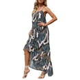 thumbnail image 4 of Liacowi Womens Summer High Low Ruffle Maxi Dress Spaghetti Strap Print Flowy Beach Long Dress, 4 of 6