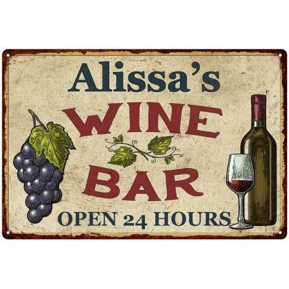 Alissa's Rustic Wine Bar Sign Wall Décor Kitchen Gift 12x18 Metal 112180056439
