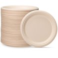 thumbnail image 1 of Comfy Package [9 Inch - 250 Pack Paper Plates, 100% Compostable Plates Heavy-Duty - Kraft Biodegradable Plates, Disposable Sugarcane Paper Plates - Brown Unbleached, 1 of 7