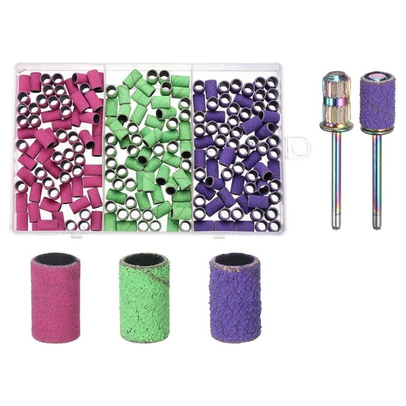 Uxcell 212pcs Small Sanding Bands 80/150/240 Grit for Nail Drill Bits with Mandrel