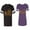 Men Black / Women Purple, variant on Wild King Queen Unisex Couple Matching Cotton Jersey style T-Shirt Contrasting stripes on sleeves (Men Black / Women Black) (Men S / Women S)