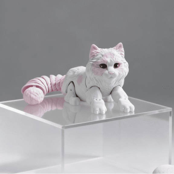 Poseable 3D-Printed Maine Coon Cat Pet Figurine — Flexible joints for lifelike poses. Home and car decor. Unique gift for cat lovers. Desktop Cute Cats Pet