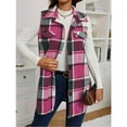 thumbnail image 4 of jinghuiyue Womens Plaid Vest Button Down Sleeveless Lapel Neck Long Vest Tops Outerwear Casual Flannel Waistcoat Jackets M, 4 of 6