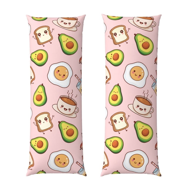 Balery Breakfast Funda Protectora para Almohada Corporal de Algodón Hipoalergénico con Cierre(55 x 21 pulgadas), Almohadas No Incluidas