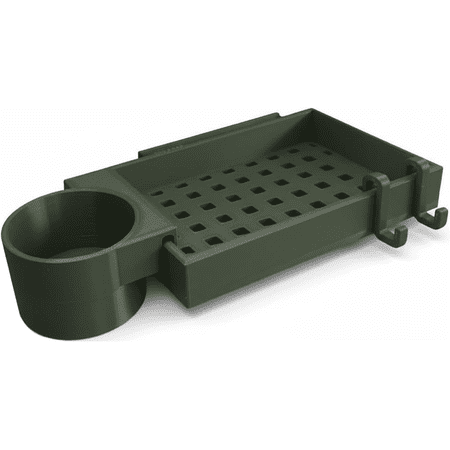 Hub-Style Ground Blind Shelf with Cup Holder 7.5x5 Inch Organizer Tray for Hunting Gear Fits 9mm/9.5mm Poles Holds 15 lbs with Drain Holes Beverage Holder for 12/16oz Cans