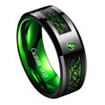 thumbnail image 1 of Anillo TUNGSTORY de carburo de tungsteno verde con dragón celta para hombre, 8 mm, 1 of 6