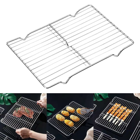 Grille de Barbecue Polyvalente pour Intérieur et Extérieur - Support Surround en Acier Inoxydable Anti-Brûlure pour Cuisson Domestique Grille de Drainage d'Huile Rectangulaire Accessoires de Cuisine Durables
