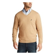 NAUTICA Mens Brown Lightweight Long Sleeve V Neck Jersey Pullover Sweater S
