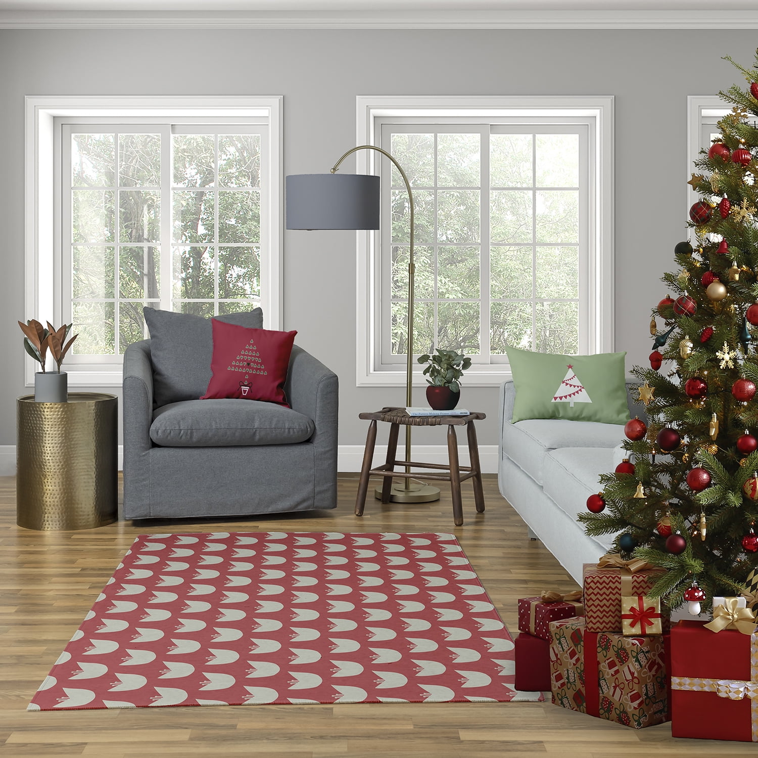 26" x 26" Simply Daisy Hearty Holidays Polyester Accent Pillow, Muted Red (1 Count)