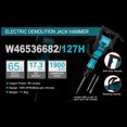 thumbnail image 3 of 1700W Demolition Jack Hammer 1900 BPM 1-1/8'' Aluminum Alloy SDS-Hex Heavy Duty Electric Demo Chipping Hammer Concrete Pavement Breaker, 3 of 7