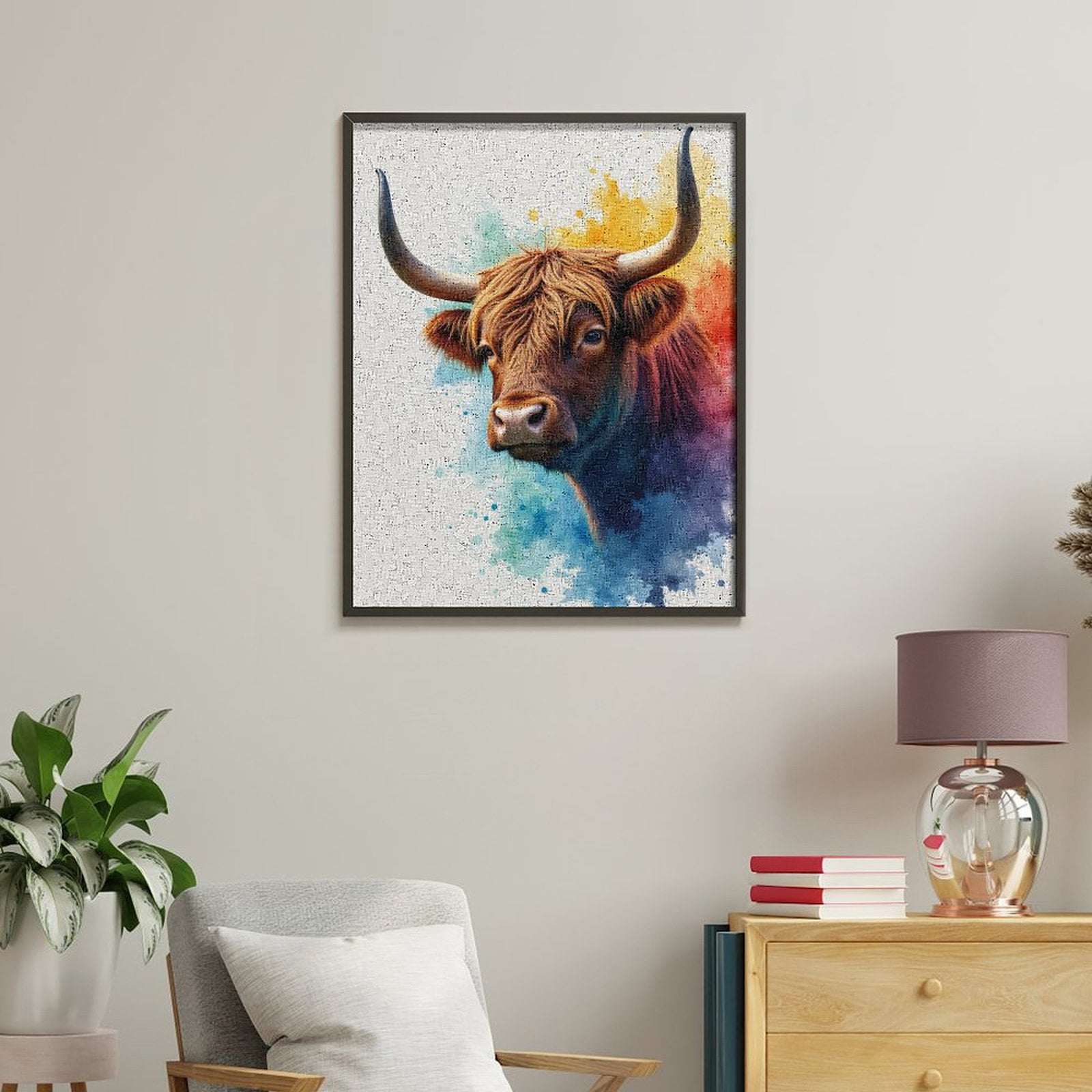 Paint By Numbers Kit for Adults Beginner - DIY Cow Colorful Art Splash Painting Canvas Painting Kits for Adults, Frameless Paint By Number for Adults for Home Wall Decor 16x20 Inch