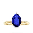 thumbnail image 4 of Rosec Jewels Pear Shape Lab Created Blue Sapphire Solitaire Ring with Moissanite - 7X10 mm, 10K Yellow Gold, US 4.50, 4 of 9