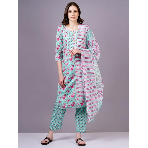 Dweep Sara Indian Women's kurti  Pant set for women pakistani suits 3/4 Sleeves for Party wear ready to wear kurtis for women cotton party wear indian kurtas
