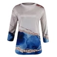 thumbnail image 3 of Leutsin T-Shirts Décontractés pour Femmes à Imprimé de Printemps, Manches Mi-Longues, Col Ras du Cou, 3 of 5