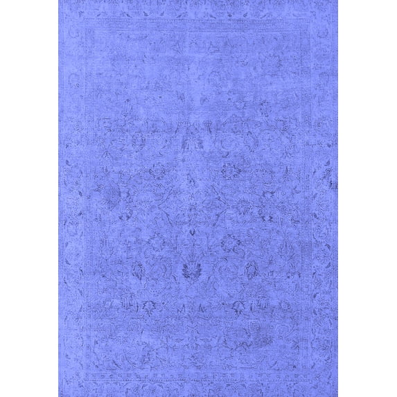 Ahgly Company Machine Washable Indoor Rectangle Oriental Blue Industrial Area Rugs, 8' x 12'