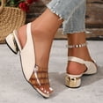thumbnail image 4 of Dress Sandals for Women Ladies 2025 Summer Trendy Leather Peep Toe Chunky Mid Heel Slingback Dressy Shoes, 4 of 7
