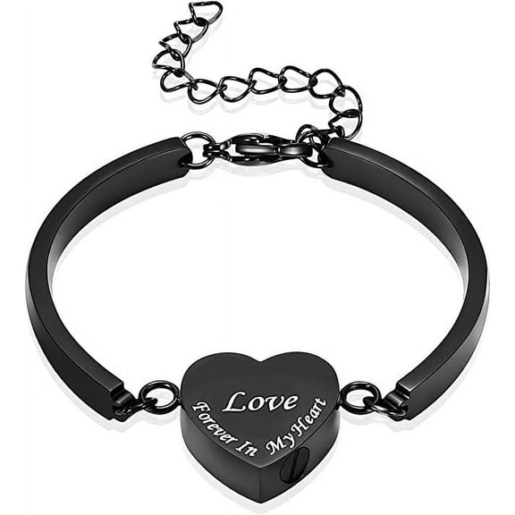 Urn Bracelet for Ashes for Women Stainless Steel Heart Urn Cuff Bracelet Cremation Keepsake Jewelry for Ashes