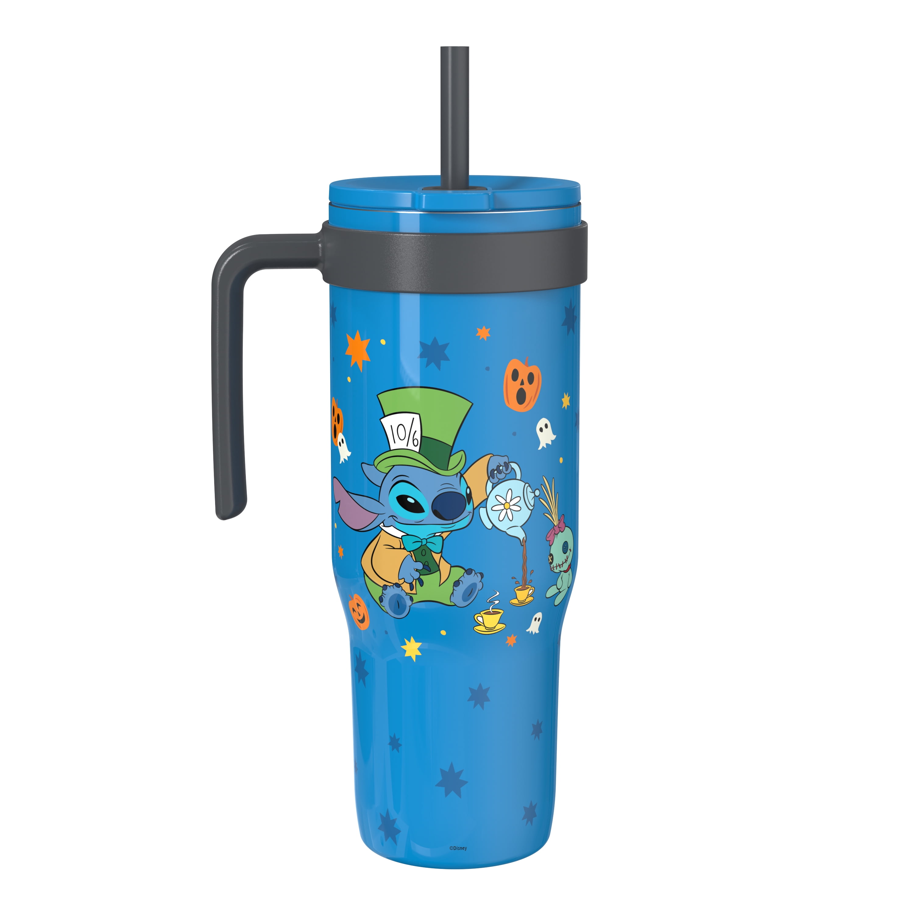 Zak Designs 30oz SS Straw Tumbler with a Handle, Blue Stitch