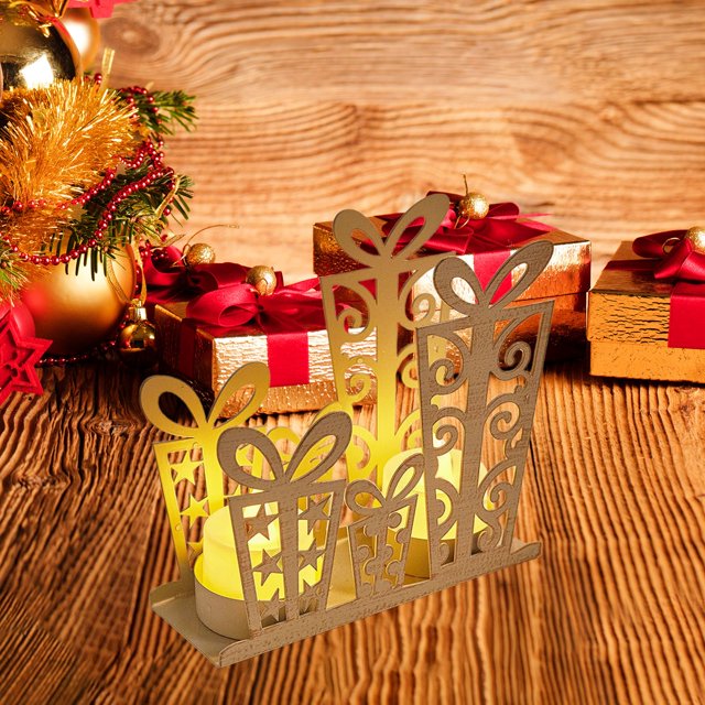 Fiudx Decoración del hogar Candelabro de Navidad vintage, regalo de Navidad de escritorio, pequeño regalo, adorno, estilo Ins, suministros de decoración para fiestas
