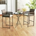 thumbnail image 2 of Costway Patio Bar Stools Set of 2 PE Rattan Bar Height Chairs with Backrests & Armrests, 2 of 9