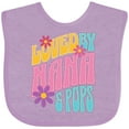 thumbnail image 3 of Inktastic Nana and Pops Love Me Retro Flowered Girls Baby Bib, 3 of 4