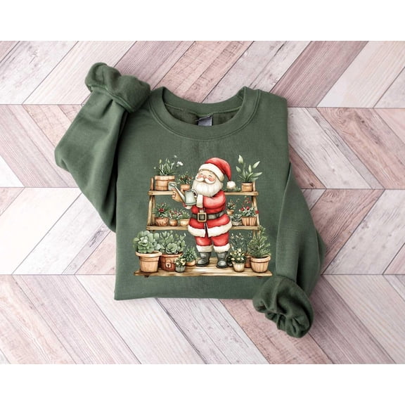 Christmas Plant Lady Sweatshirt, Christmas Plant Ghost Shirt, Ghost Santa Sweater, Plant Lover Shirt, Christmas Gift, Holiday ghost sweater