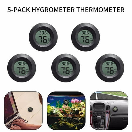 

Bwgrytuy 5-Pack Hygrometer Digital LCD Monitor Indoor Outdoor Humidity
