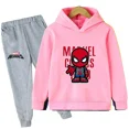 thumbnail image 3 of Ropa de moda de primavera y otoño para niños, sudaderas con capucha y pantalones con estampado de dibujos animados de Marvel Spiderman, conjuntos de 2 piezas, trajes deportivos informales para niños y, 3 of 5