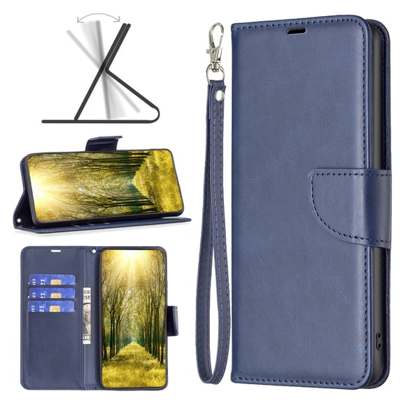 Feishell Fit for Google Pixel 7A Phone Case with Detachable Wrist Strap & ID Credit Card Slots,Premium PU Leather Shockproof Magnetic Clasp Folio Flip Kickstand Holder Protective Cover,Blue
