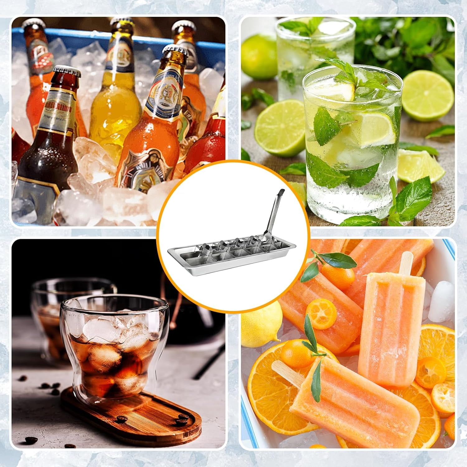 2 Pcs Metal Ice Trays Topboutique tainless Steel Ice Maker 18-Slot Ice Mold for Freezer Ice Freezer Molds with Release Handle for Food Juice, Dishwasher Safe