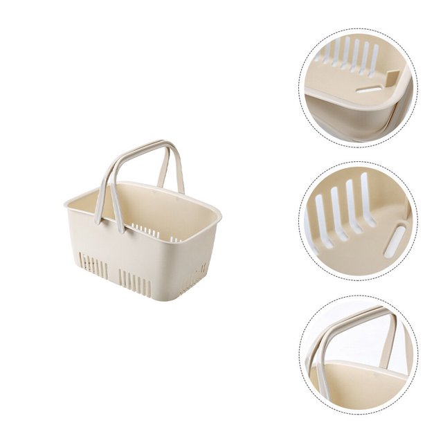 unbranded Cesta De Portátil De Plástico Beige Organizador Para Espacios Pequeños