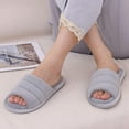 thumbnail image 6 of Litfun Open Toe Slippers for Women Comfort Terry Cloth House Slippers Memory Foam Slide Slippers, Grey, 6 of 6