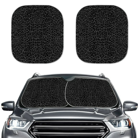 Kuiaobaty Automotive Windshield Sunshades Retro Black Leopard Print Keep Car Interior Cool Auto Front Window 2 Pcs UV Protection Sun Shield Cover Universal Fit Small Sedans Mini SUVs