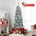 thumbnail image 6 of 6ft Snow-Flocked Pencil Christmas Tree – Slim Artificial Xmas Tree for Small Spaces, Easy Setup, PVC Branches with Iron Stand (Snowy Green), 6 of 7