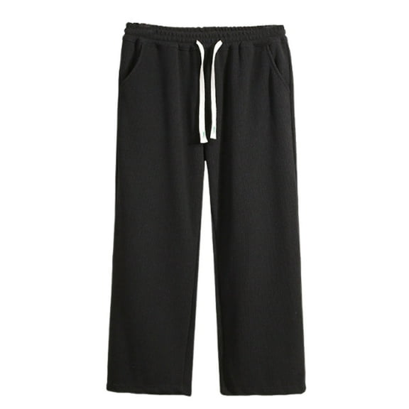 ATOGUTA Uniform Pants for Girls Size 4T-16 High Waisted Elastic Waist Lightweight Outdoor Jogger Pants Black