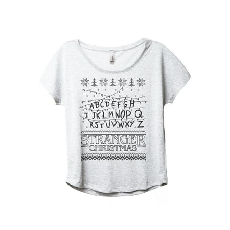 Stranger Christmas (Stranger Things) Women's Fashion Slouchy Dolman T-Shirt Tee Heather White X-Large