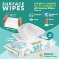 thumbnail image 2 of 6-pack bleach-containing surface cleaning wipes, multi-purpose cleaner for bathrooms, kitchens, offices, 72 soft-flow sheets, fresh scent, no lint and durable, 2 of 4