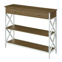 Tucson One-Drawer Console Table in Caramel Wood with White Metal Frame