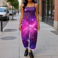thumbnail image 4 of Iaqnaocc Jumpsuits For Women Plus Size Boho Starry Sky Sleeveless Jumpsuits Rompers Loose Fit Adjustable Strap Jumpsuits Fashion Wide Leg Jumpers Purple 2XL, 4 of 5
