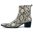 thumbnail image 2 of OSSTONE Dress Boots Chelsea Snake Prints Boots for Men Zipper-up Leather Casual Heel Shoes JY019-Beige-7 Beige, 2 of 6